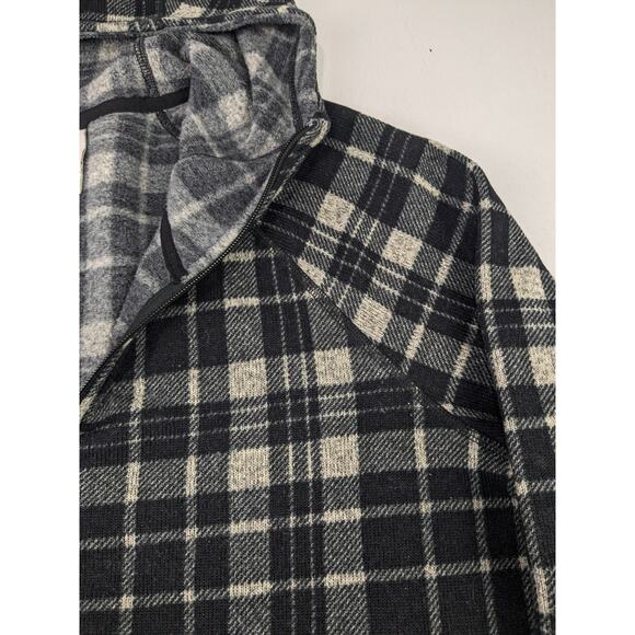 The North Face Women's Cresent 1/4 Zip Hooded Black & Cream Plaid Pullover XL - Picture 4 of 7